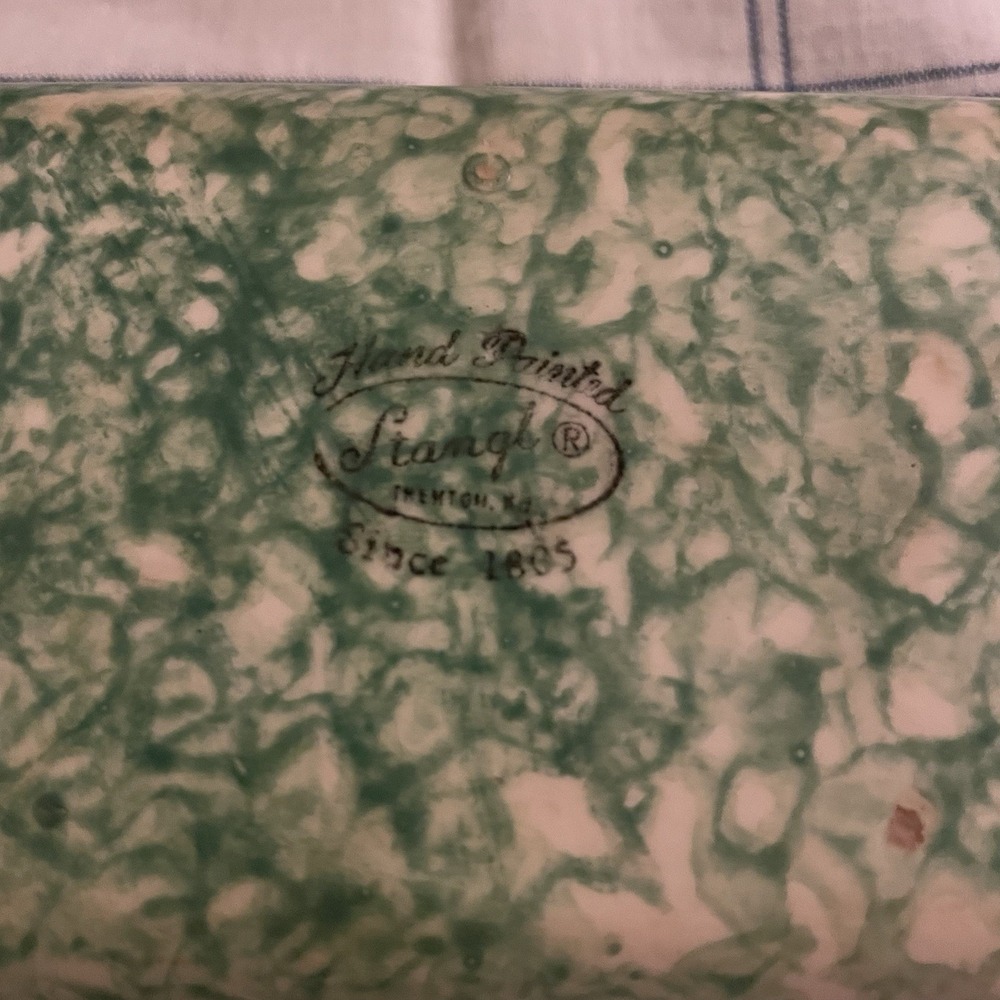 Vintage Stangl Green Spongeware Pottery Soap Dish 5.5"x3.75" - Picture 5 of 8